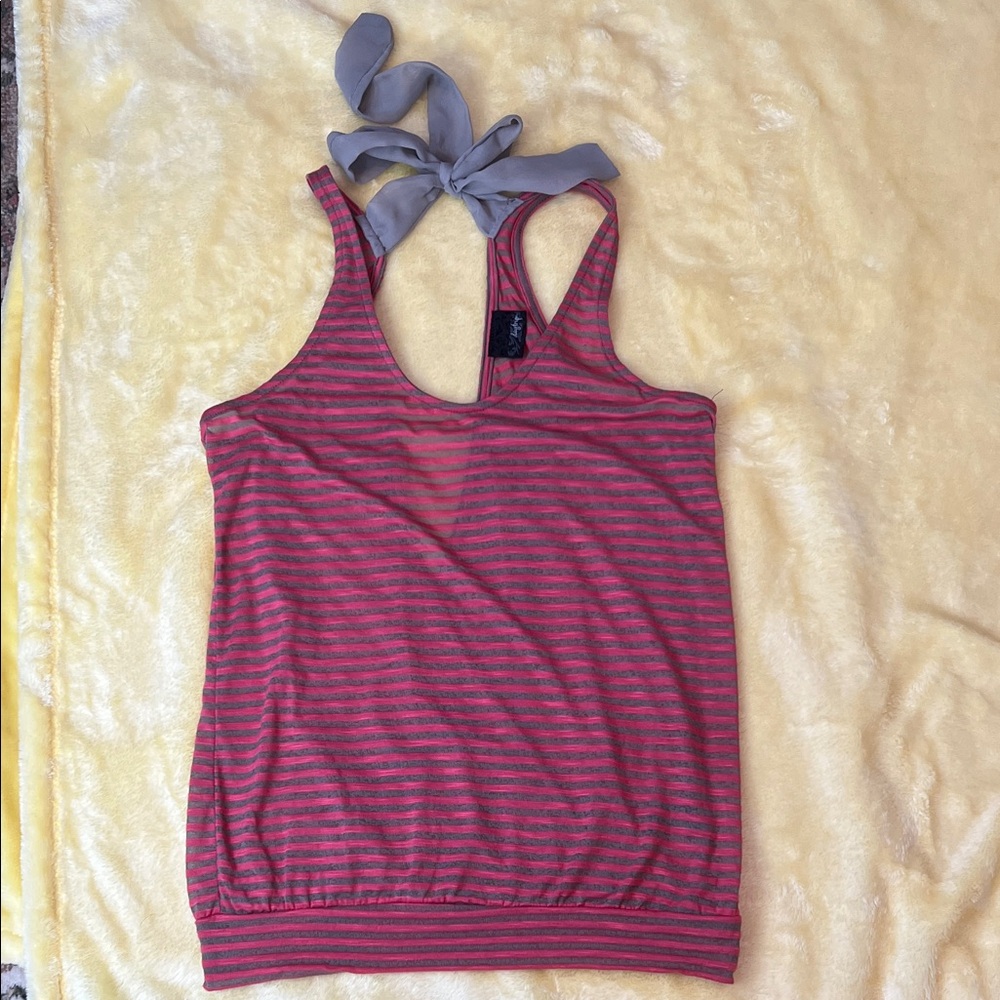 Daytrip Striped Tank Top with Bow Accent